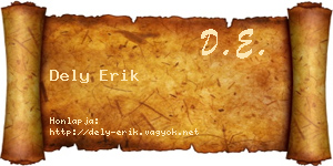 Dely Erik névjegykártya
